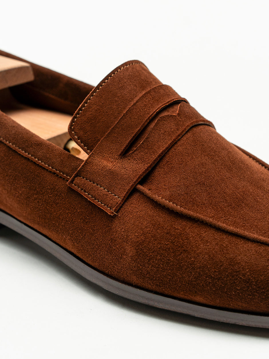 Mocasini Maro Coniac Barbati Piele Intoarsa Belgian Loafers BMan226 (3)