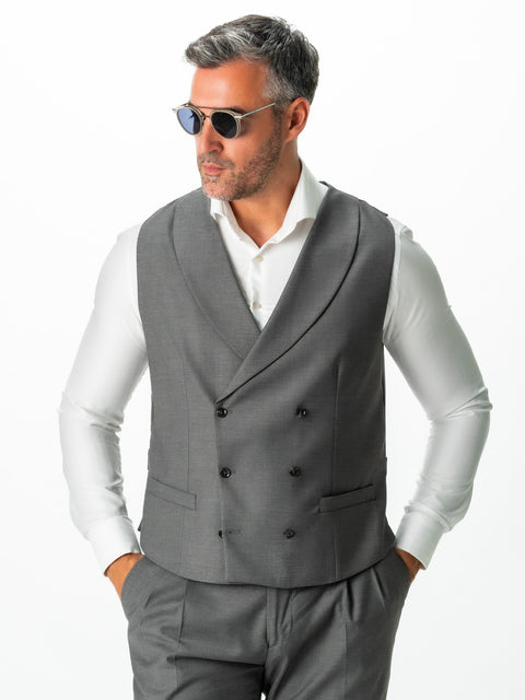 Vesta Barbati Eleganta Gri La Doua Randuri Rever Shawl BMan0301 (4)