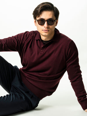 Pulover Barbati Bordo Inchis Polo Din Lana Merinos BMan0051