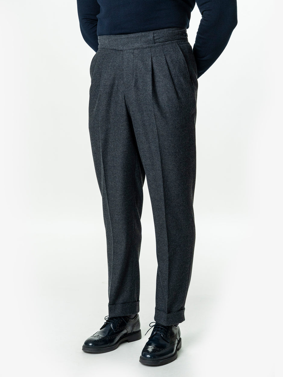 Pantaloni Barbati Gri Model Gurkha Din Lana Herringbone BMan725 (5)