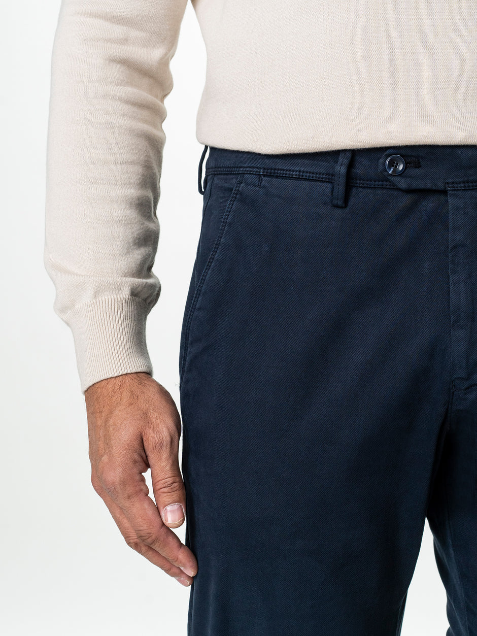 Pantaloni Casual Barbati Inchis Chinos Bleumarin Bumbac Office Relax Fit BMan0020 (3)