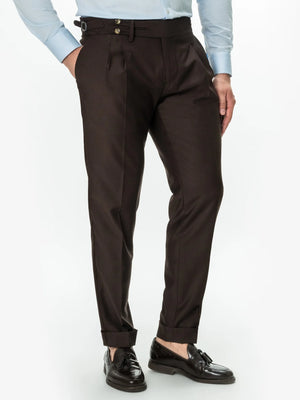 Pantaloni Barbati Cu Pense Model Gurkha Maro Cappuccino Stofa Confortabila BMan702