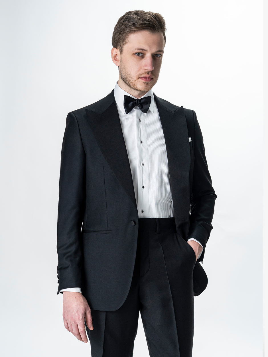 Costum Ceremonie Barbati Smoking Negru Lana Vitale Barberis BMan341 (1)