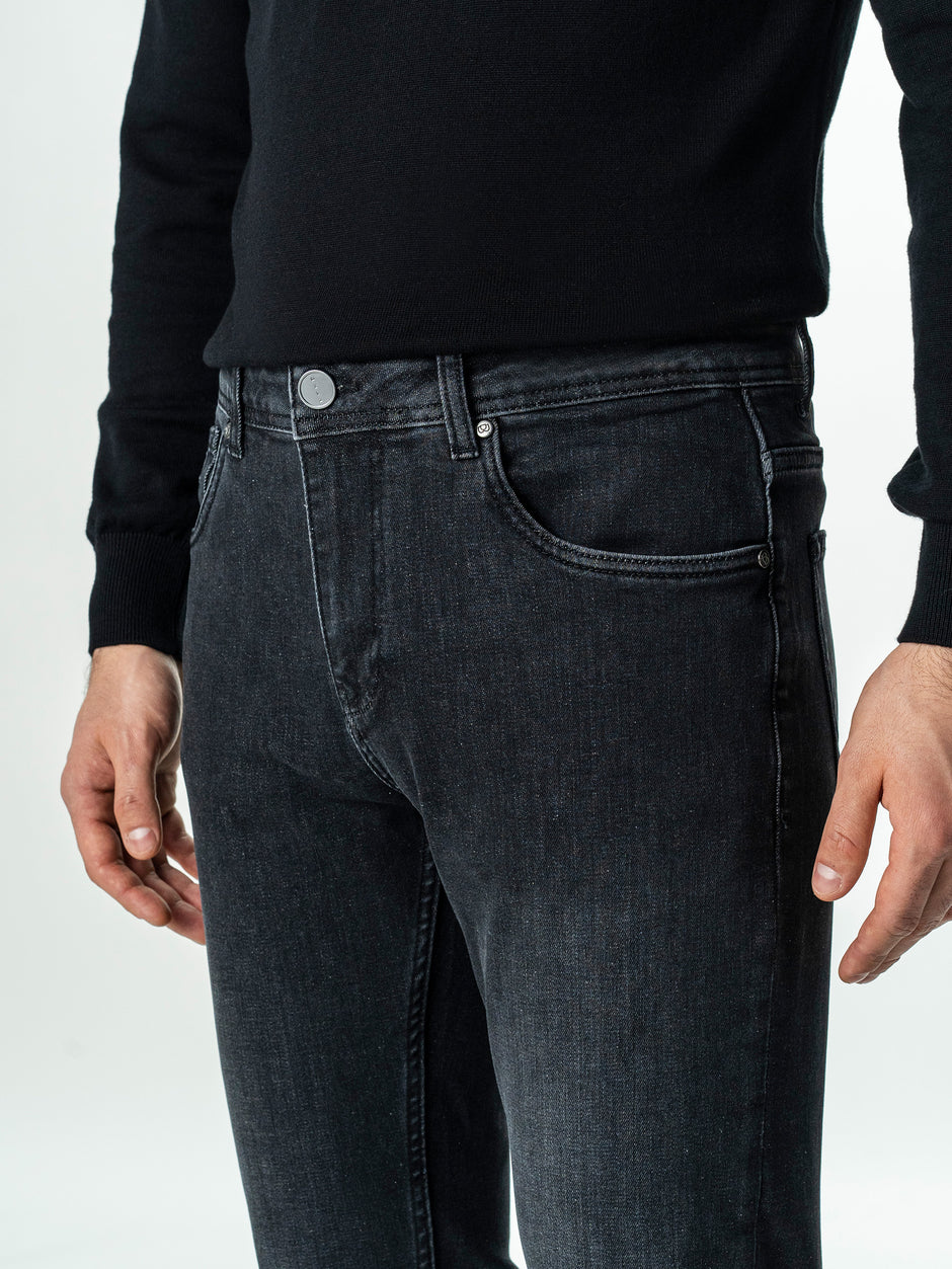 Blugi Barbati Gri Inchis Comfort Fit Denim T400 BMan0003 (2)