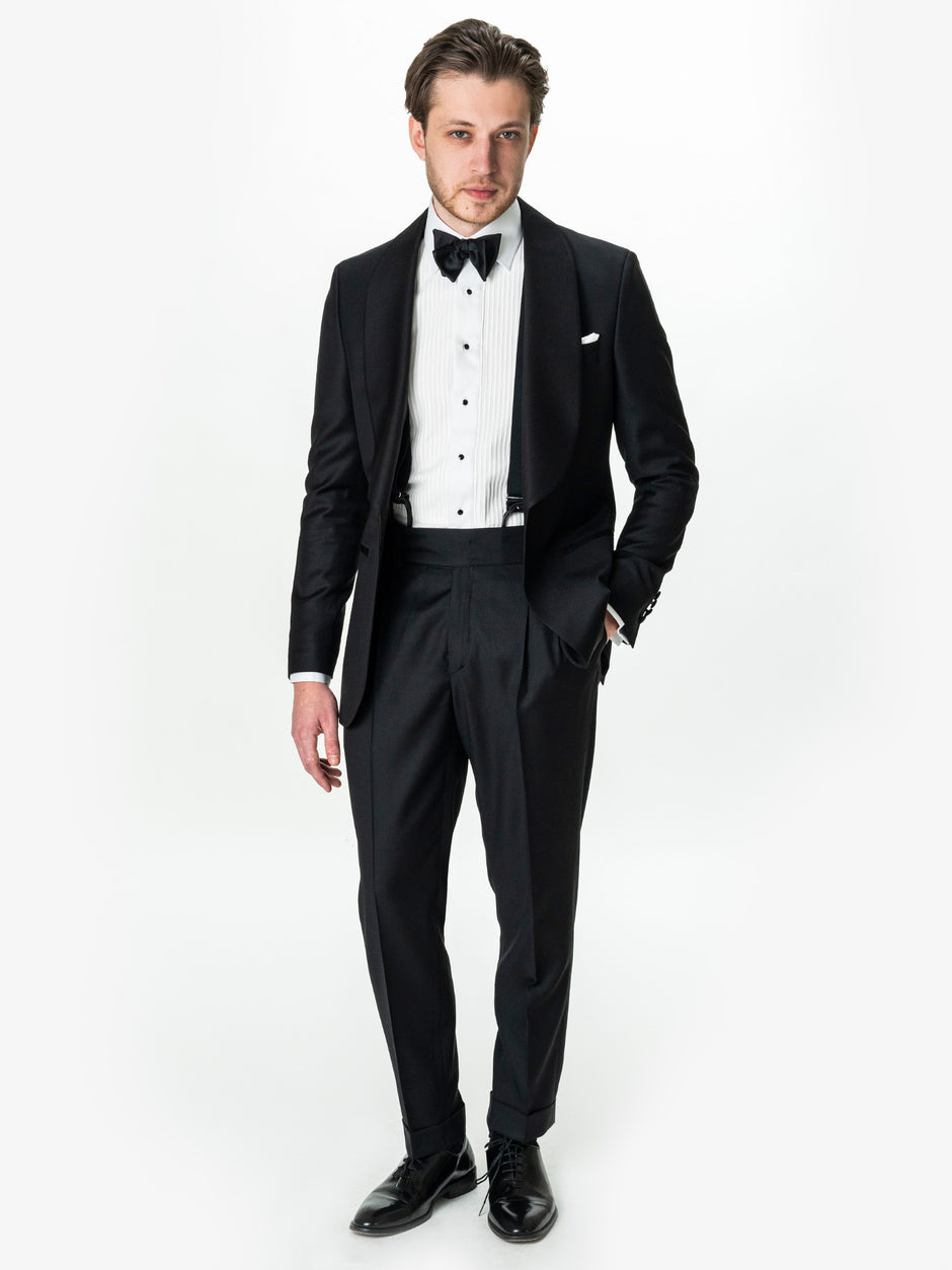 Tinuta Mire Smoking Barbati Negru Formal Ceremonie Stofa Santo BMan0400 (4)