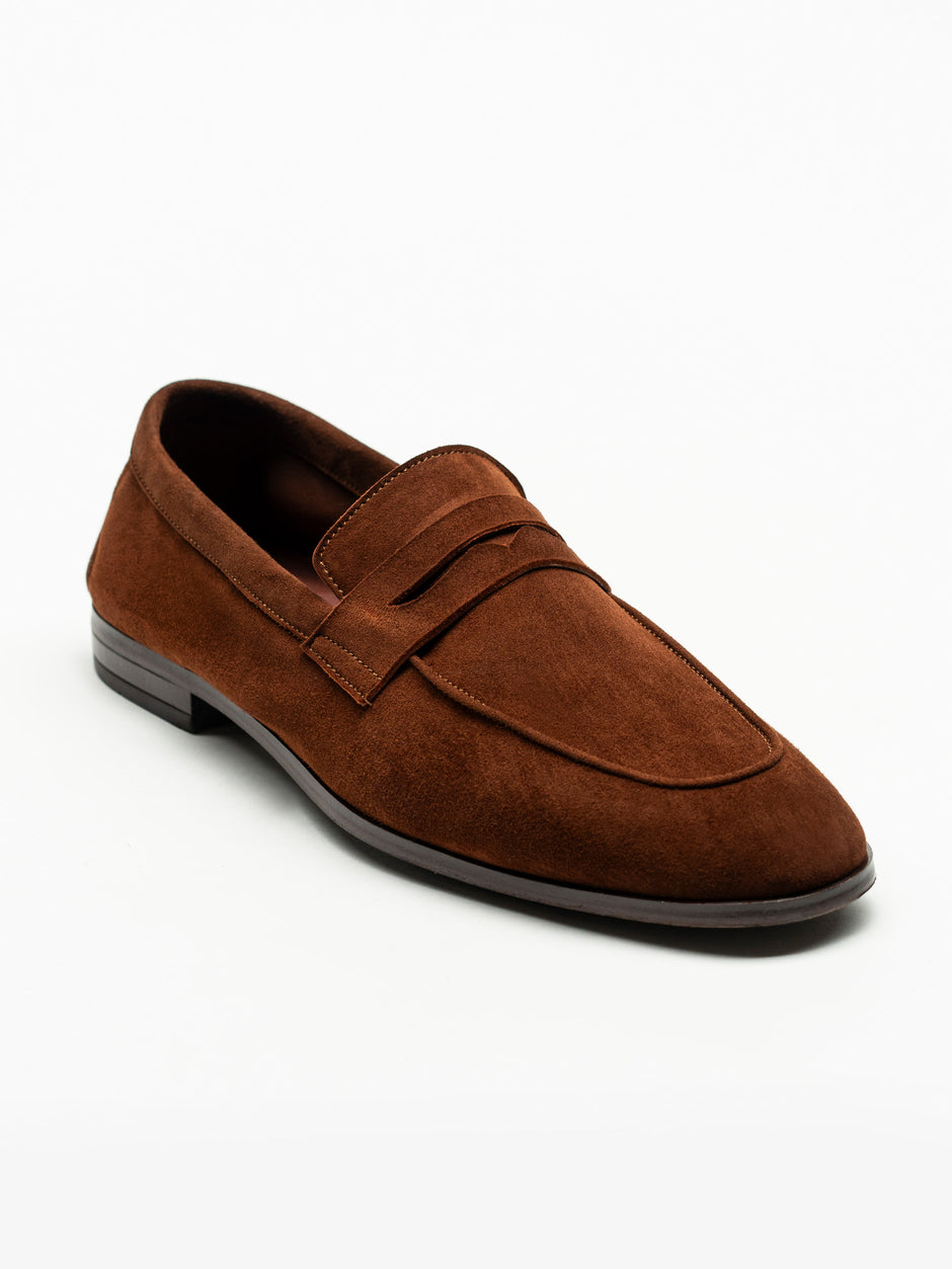 Mocasini Maro Coniac Barbati Piele Intoarsa Belgian Loafers BMan226 (5)