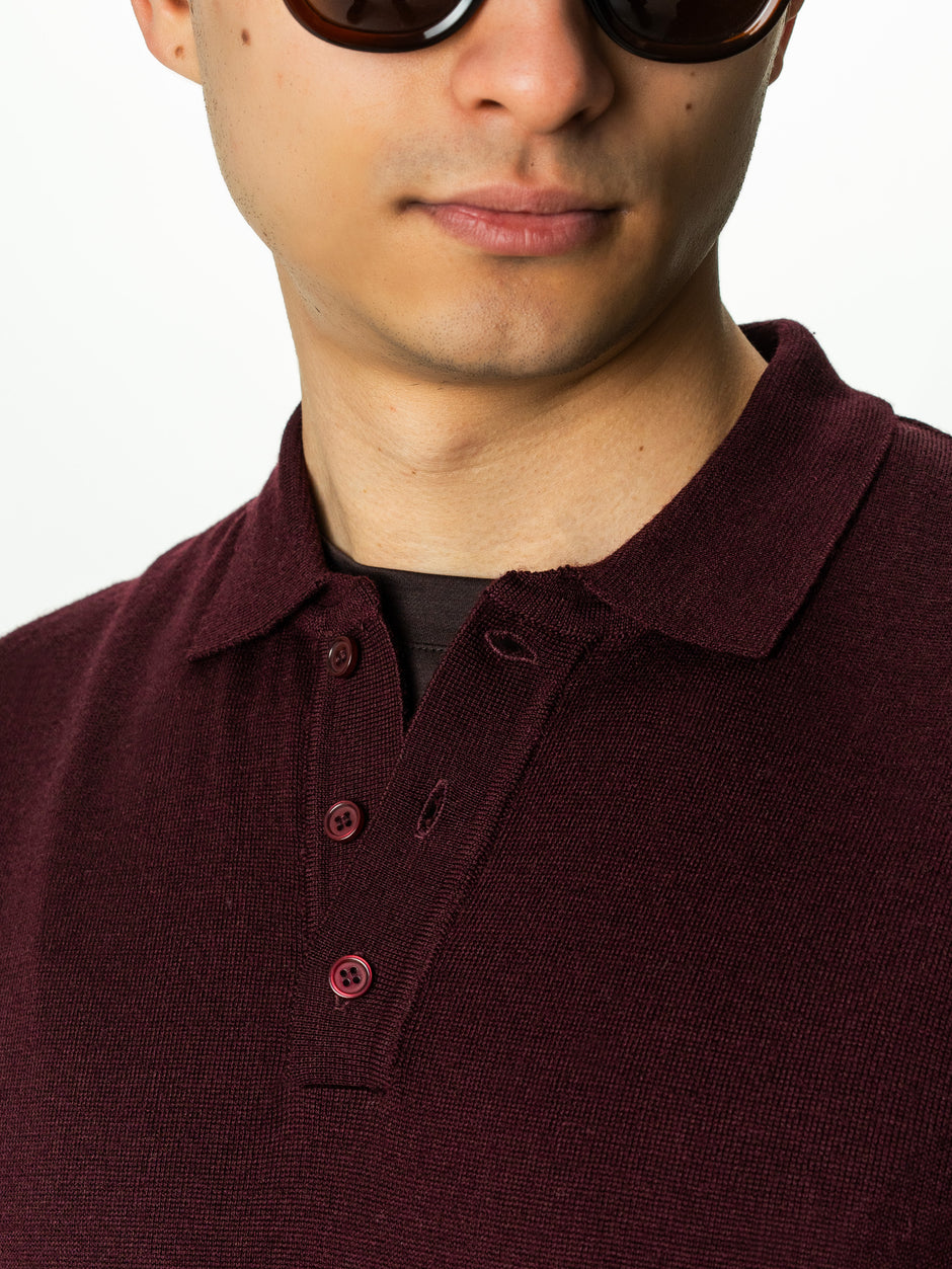 Pulover Barbati Bordo Inchis Polo Din Lana Merinos BMan0051 (3)