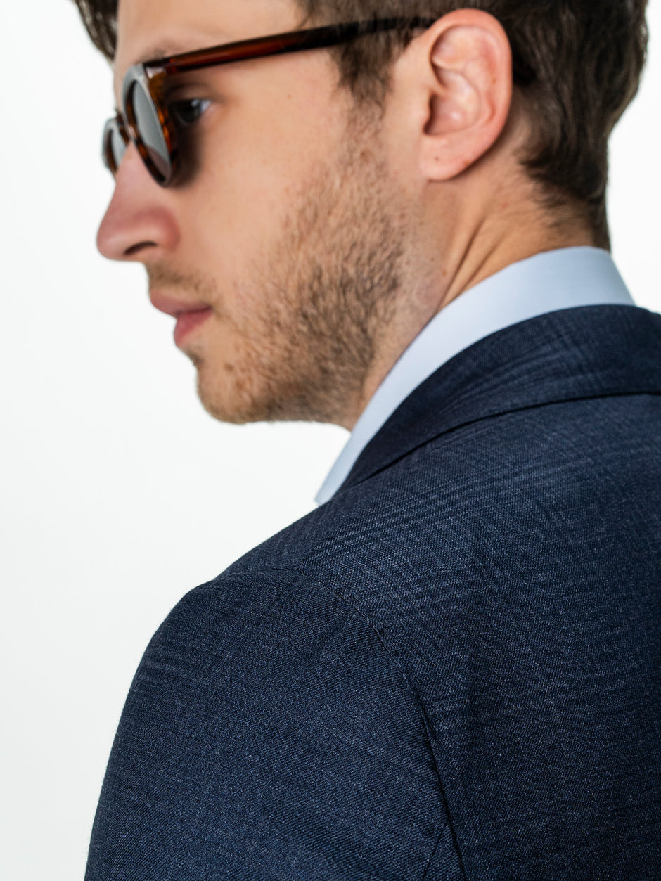 Sacou Smart Casual Barbati Bleumarin In Carouri All Season BMan0035 (5)