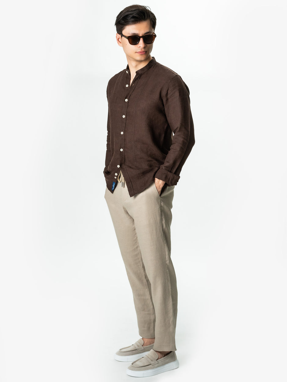 Camasa Tunica Barbati Maro Din In Natural Tessitura Monti Vara BMan856 (7)