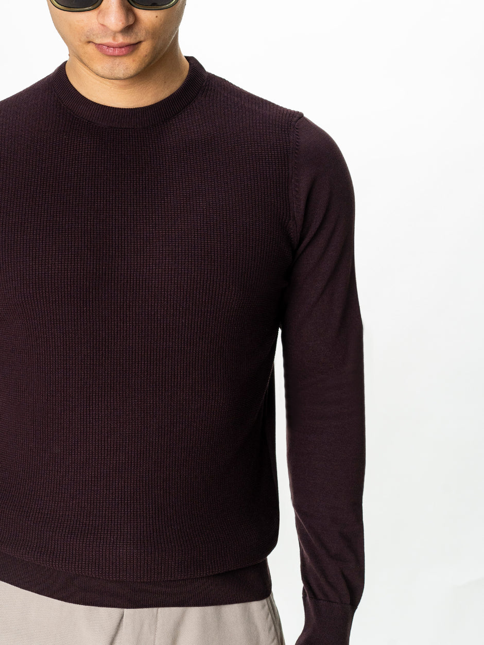 Pulover Bordo Inchis Barbati din Tricot Fin BMan0101 (6)