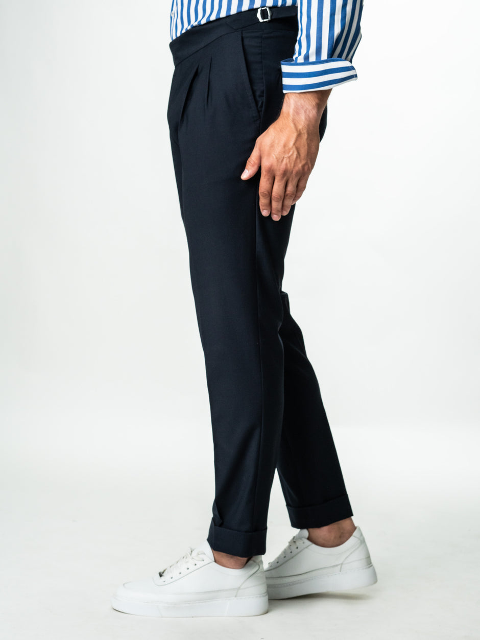 Pantaloni Barbati Bleumarin Inchis Cu Pense Design Gurkha BMan0009 (7)