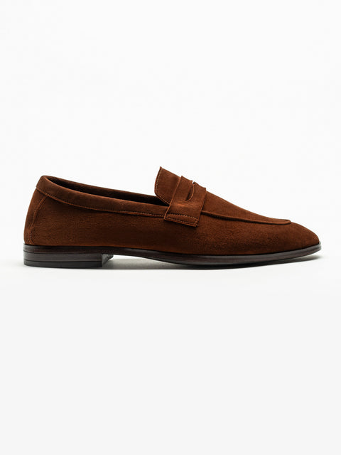 Mocasini Maro Coniac Barbati Piele Intoarsa Belgian Loafers BMan226