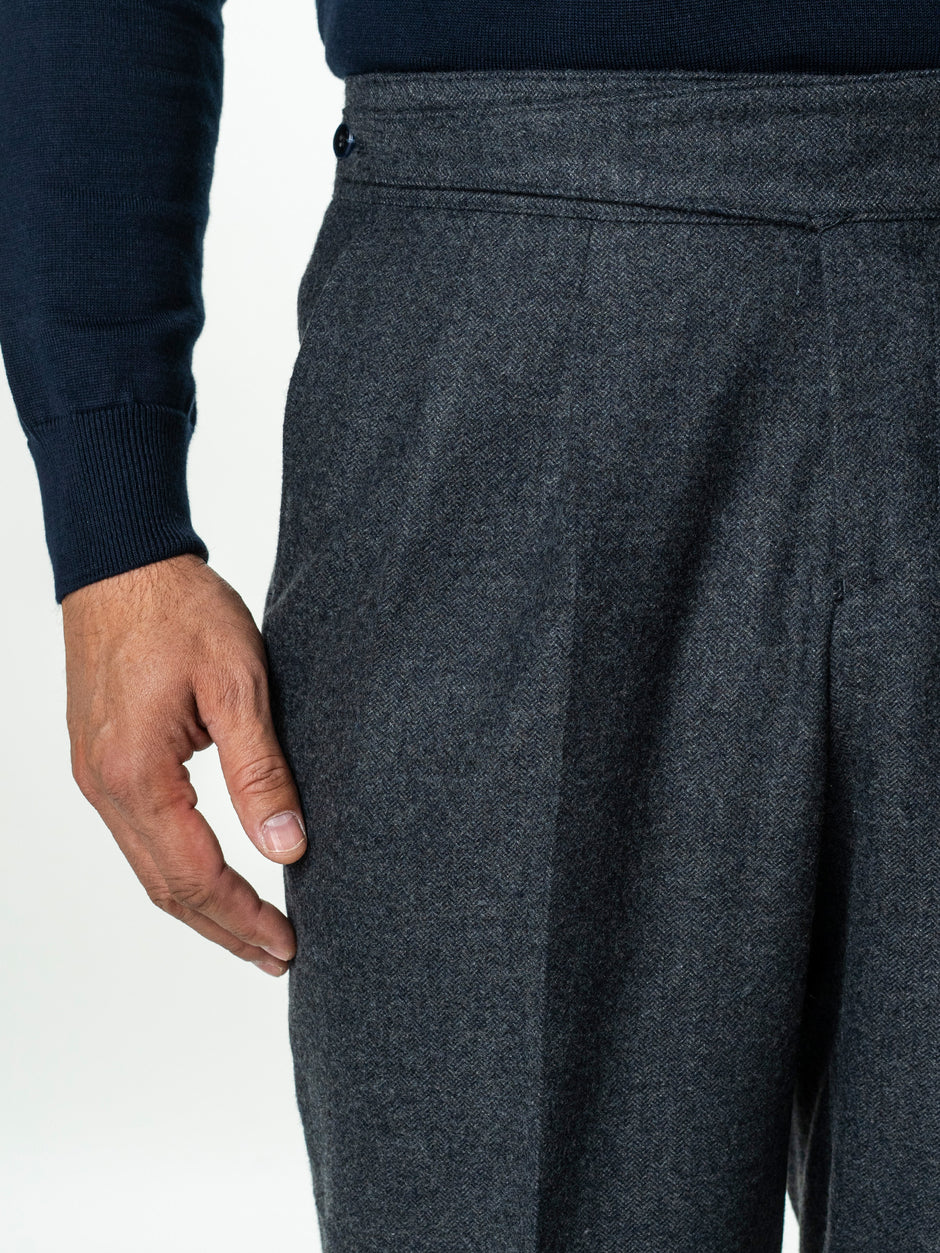 Pantaloni Barbati Gri Model Gurkha Din Lana Herringbone BMan725 (6)
