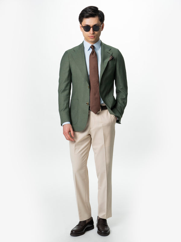 Pantaloni Barbati Crem Inchis Cu Talie Inalta Din Lana BMan0002 (2)