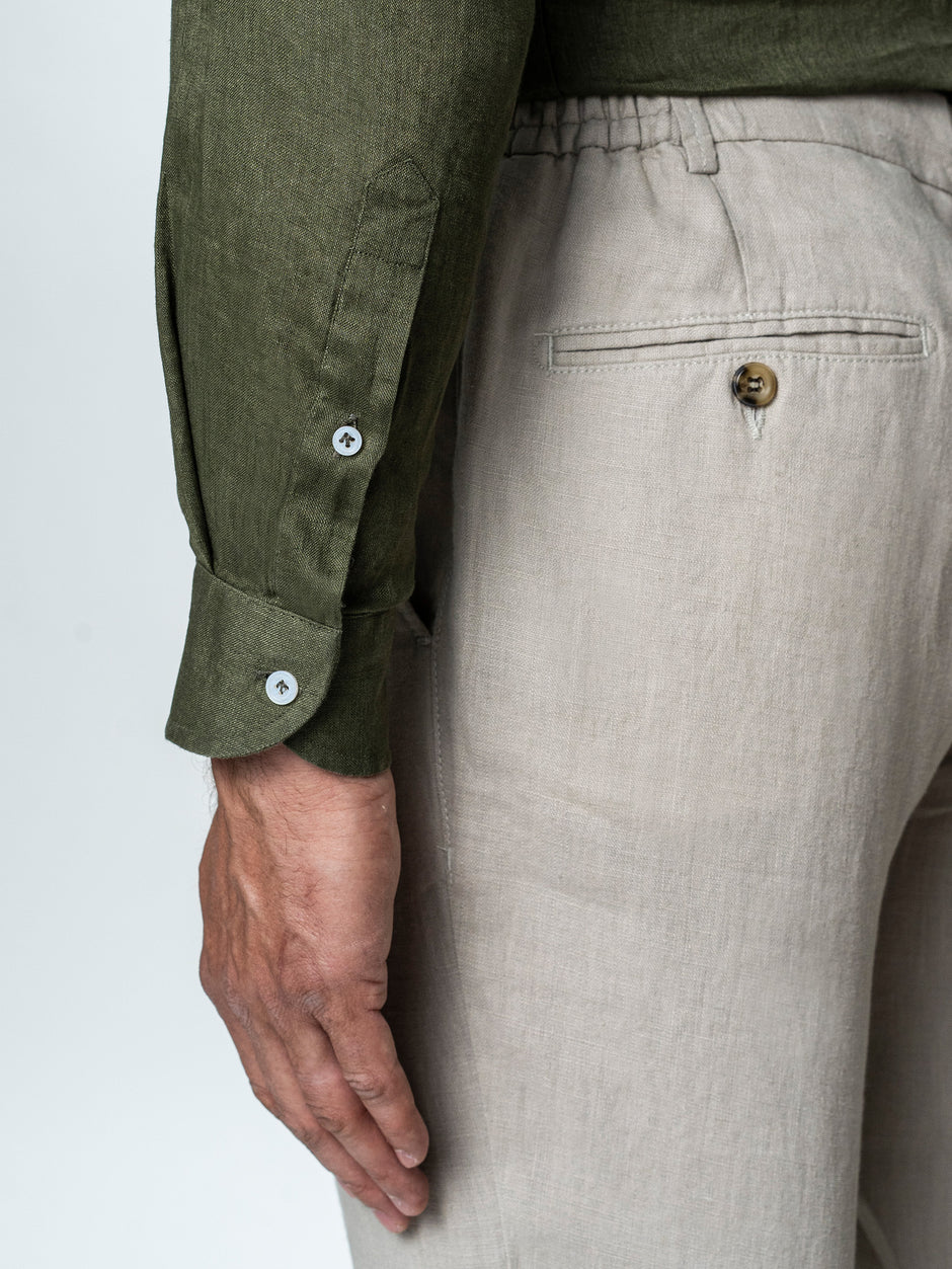 Camasa Kaki Din In Natural Tesatura Monti Barbati De Vara BMan0064 (9)