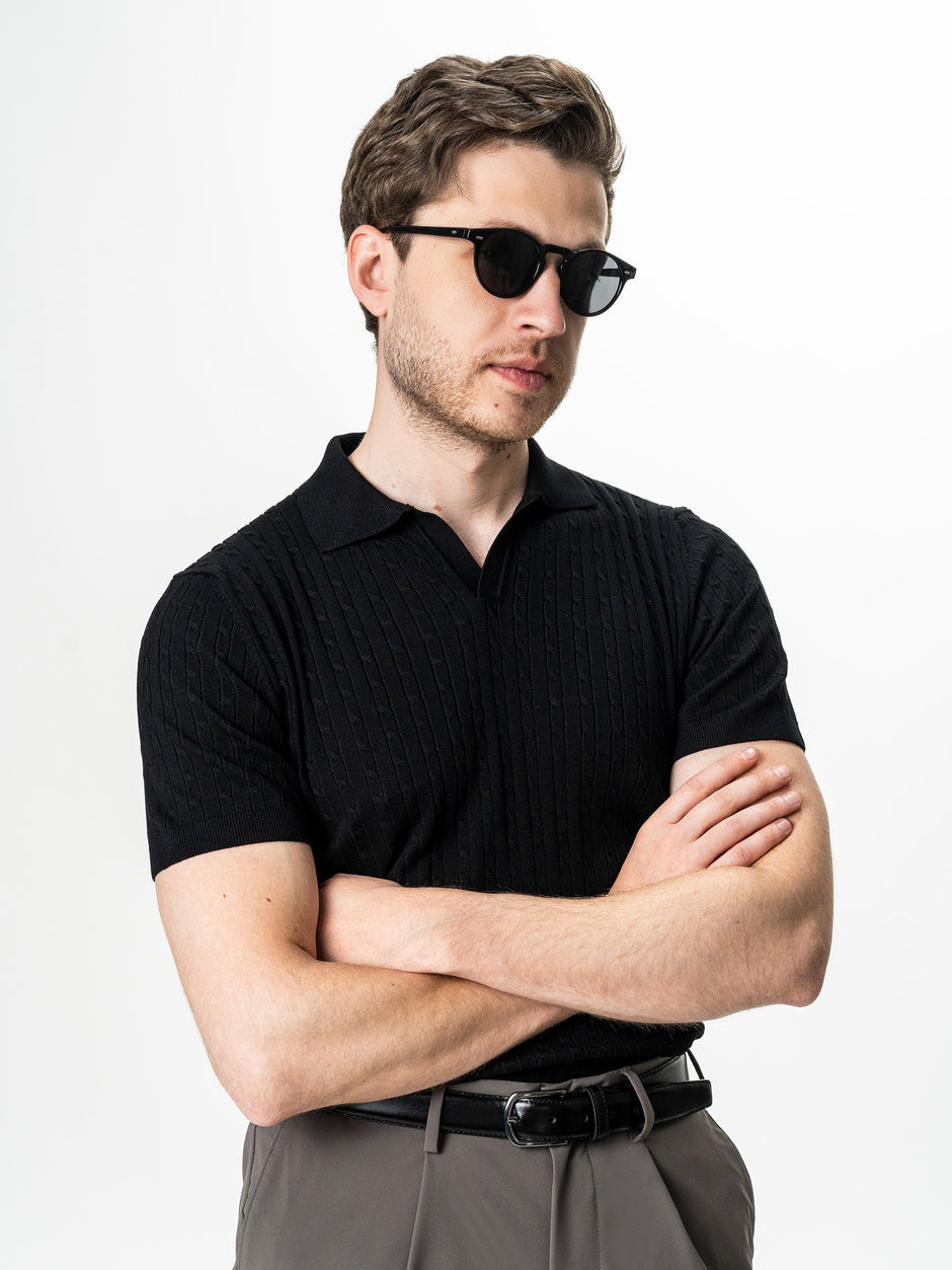 Tricou Barbati Polo Deschis Negru BMan0106 (3)