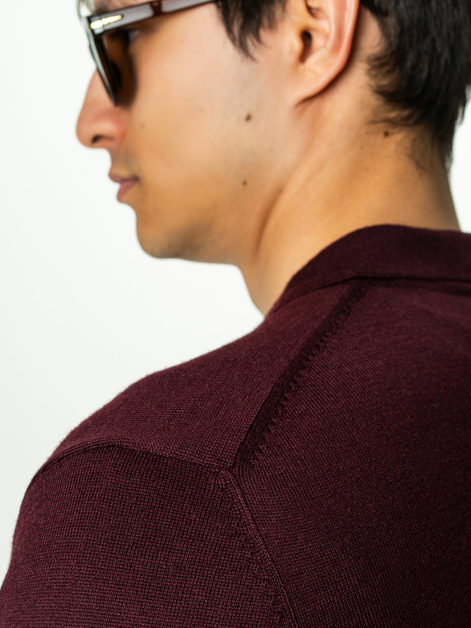 Pulover Barbati Bordo Inchis Polo Din Lana Merinos BMan0051 (6)