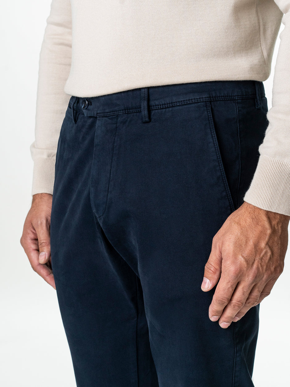 Pantaloni Casual Barbati Inchis Chinos Bleumarin Bumbac Office Relax Fit BMan0020 (5)