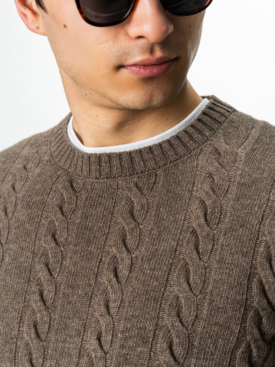 Pulover Barbati Cafeniu Toamna & Iarna Din 100% Lambswool Torsada BMan0010 (3)