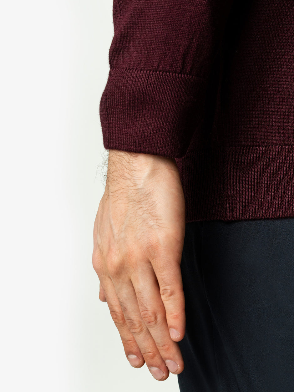 Pulover Barbati Bordo Inchis Polo Din Lana Merinos BMan0051 (7)