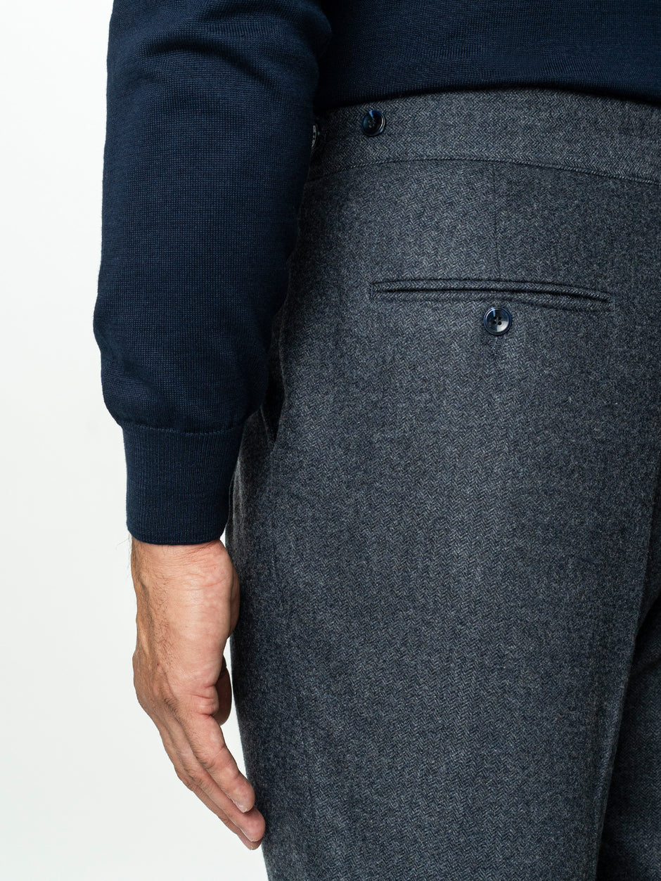 Pantaloni Barbati Gri Model Gurkha Din Lana Herringbone BMan725 (7)