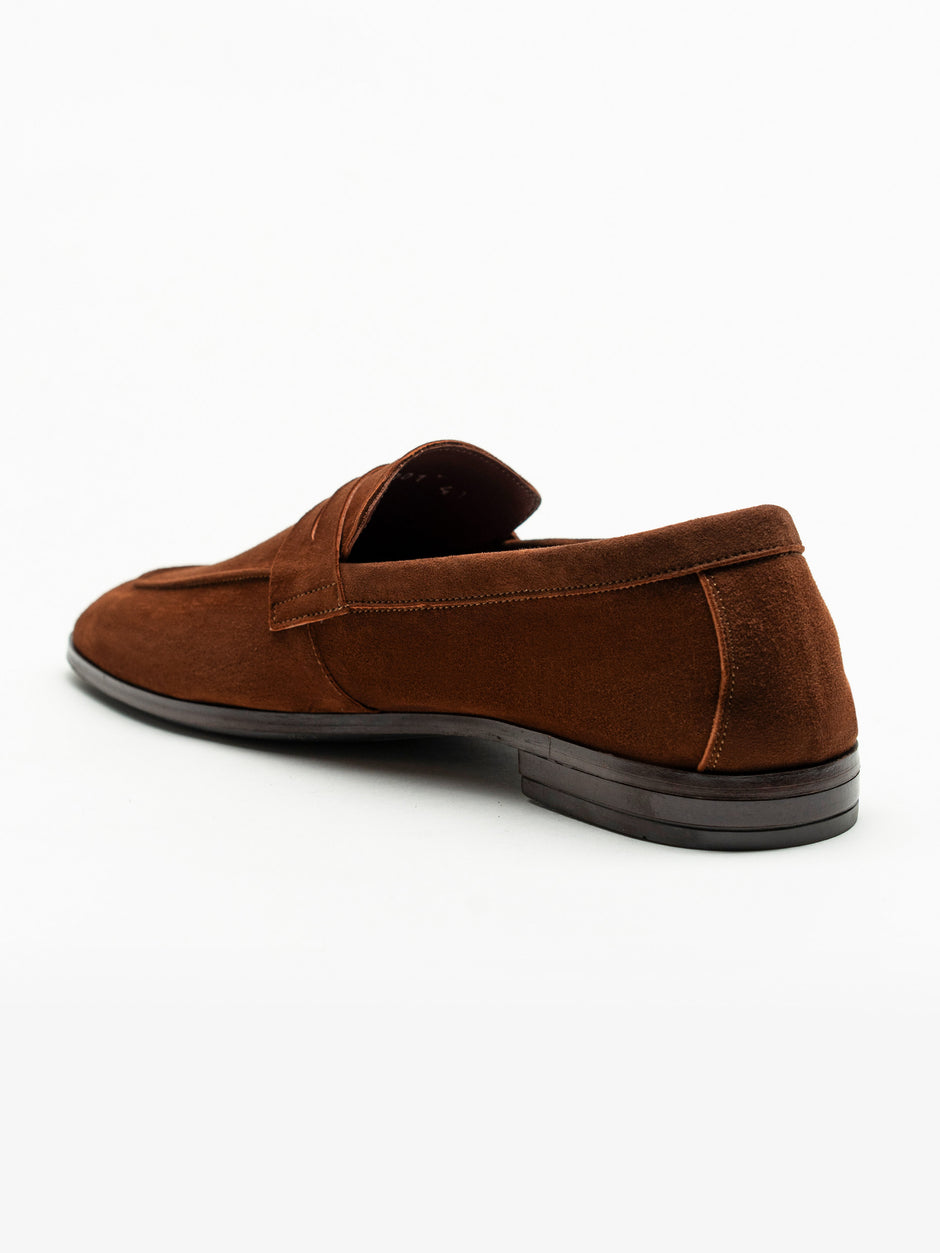 Mocasini Maro Coniac Barbati Piele Intoarsa Belgian Loafers BMan226 (6)