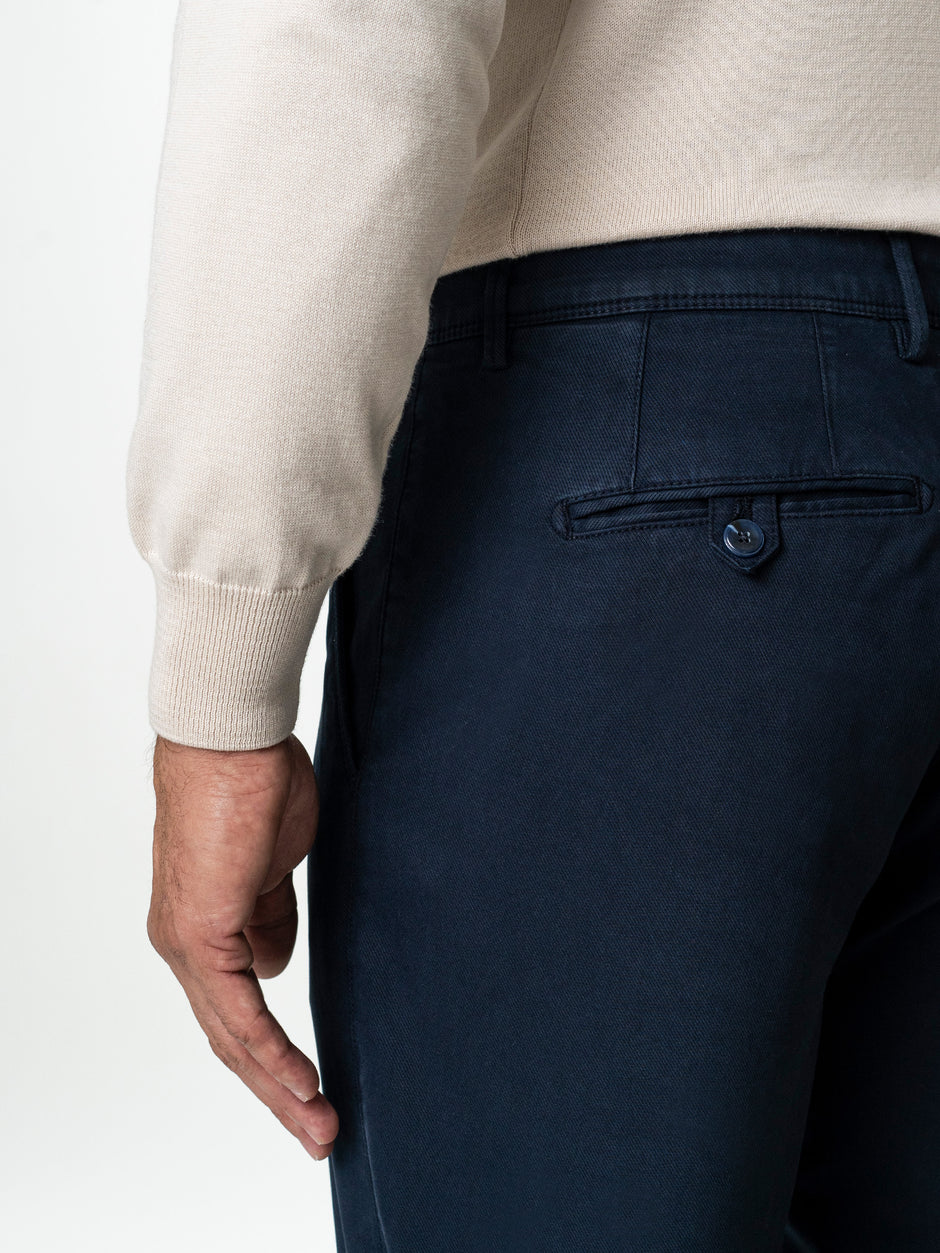 Pantaloni Casual Barbati Inchis Chinos Bleumarin Bumbac Office Relax Fit BMan0020 (6)