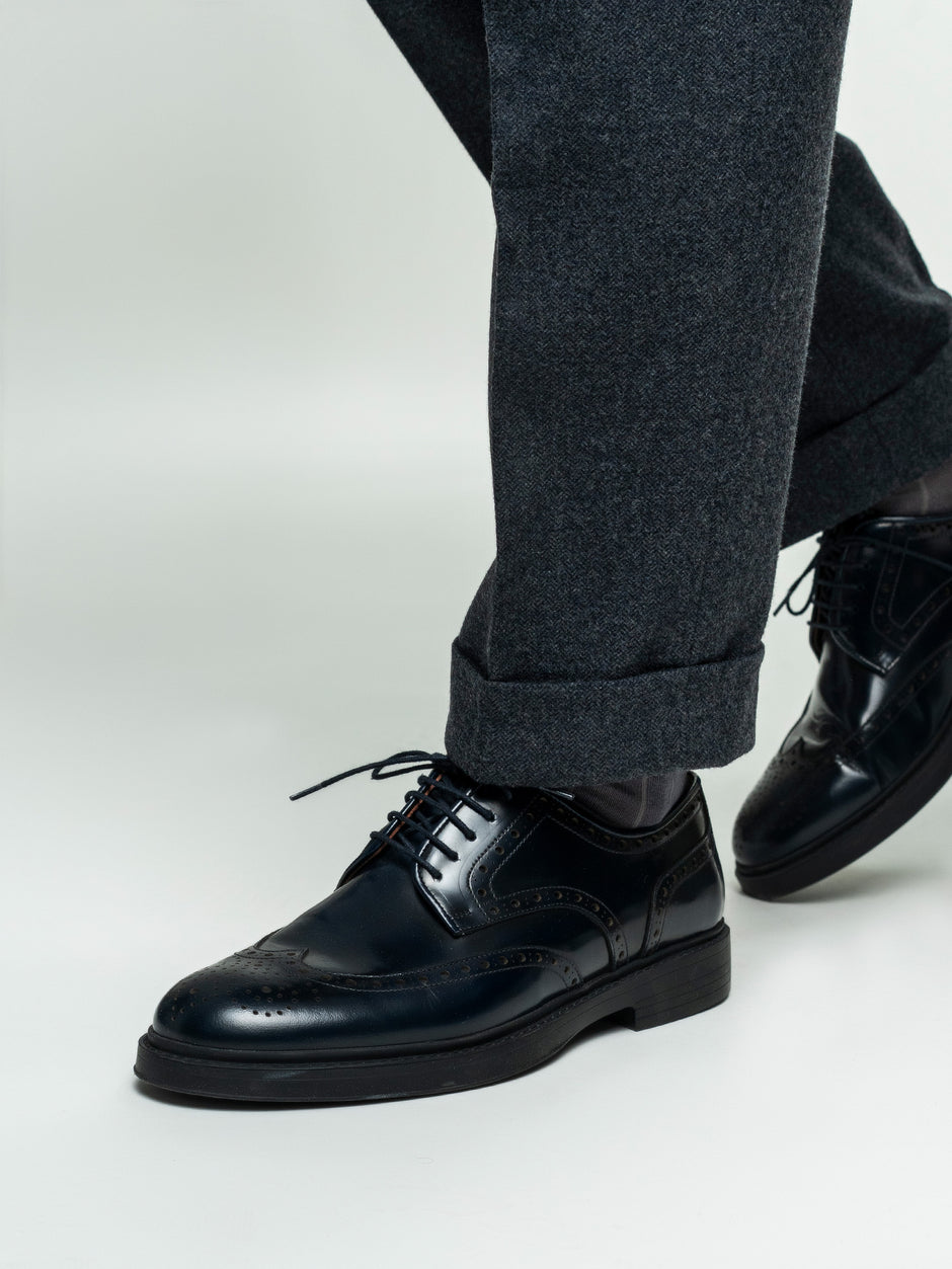 Pantaloni Barbati Gri Model Gurkha Din Lana Herringbone BMan725 (8)