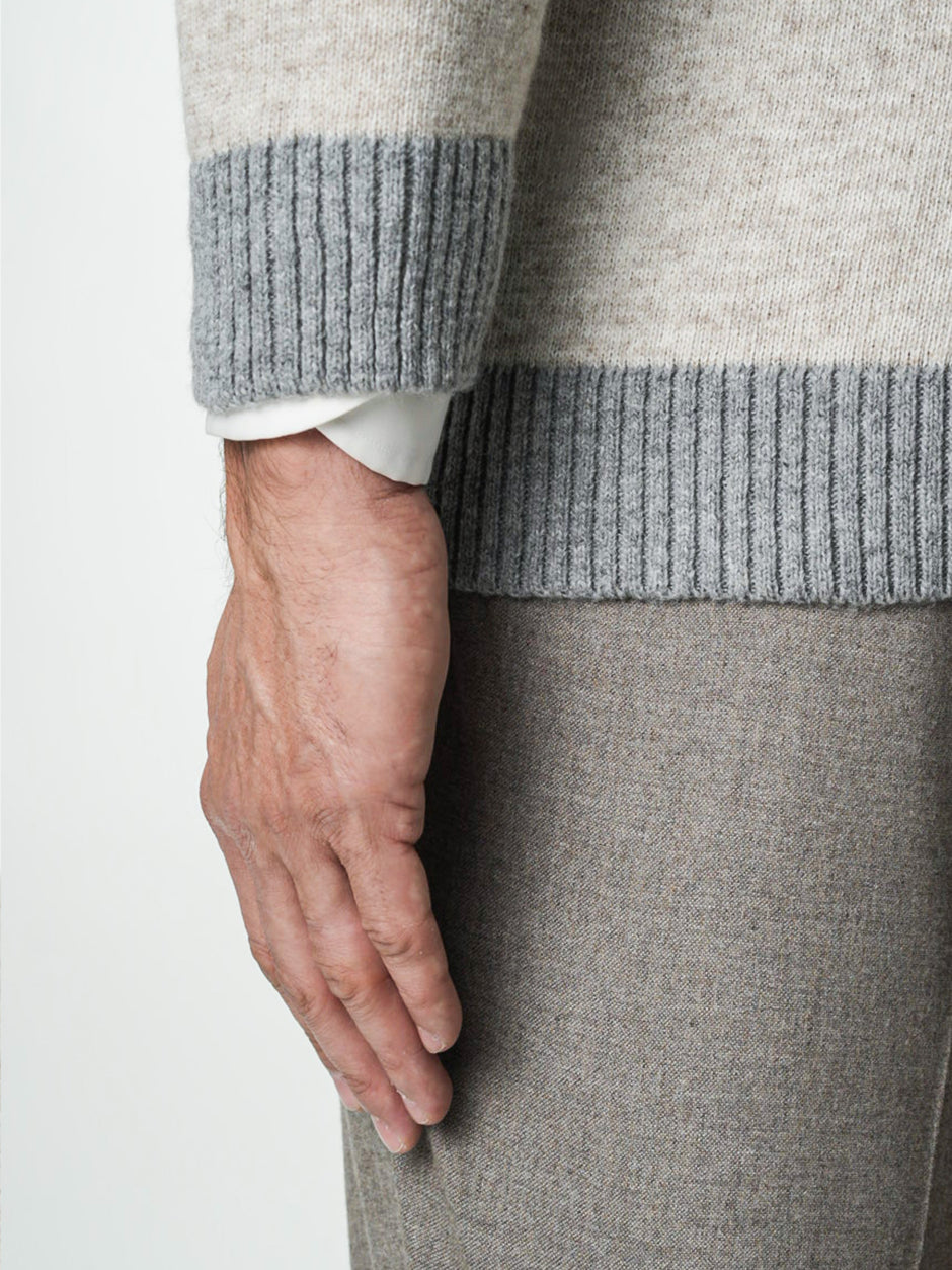 Pulover Barbati Crem Cu Fermoar 100% Lana Lambswool BMan0035 (6)