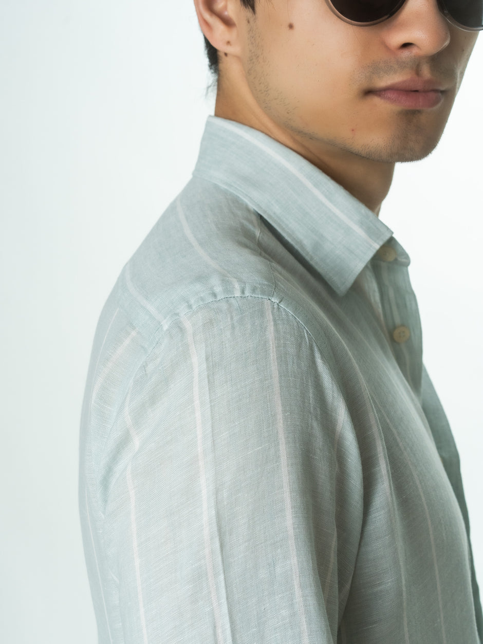 Camasa Verde Menta Dungi In Natural Tessitura Monti Bărbați De Vara BMan855 (5)
