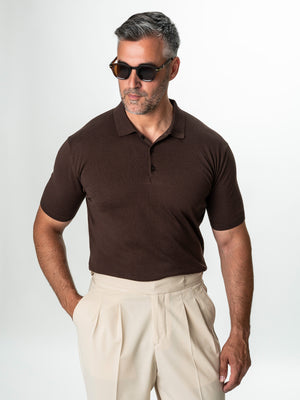 Tricou Barbati Polo Maro Cafeniu Bumbac Natural BMan298