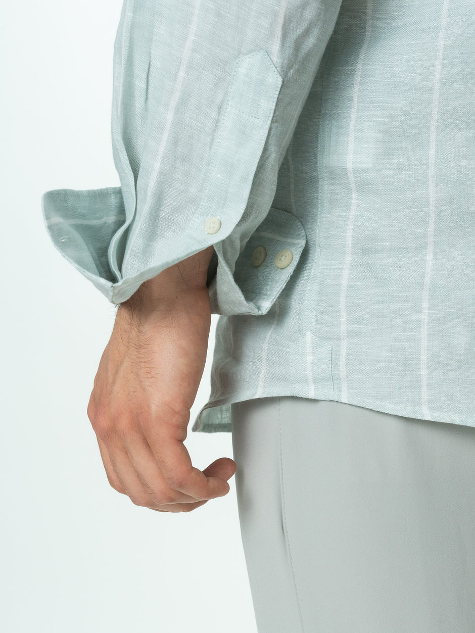 Camasa Verde Menta Dungi In Natural Tessitura Monti Bărbați De Vara BMan855 (6)
