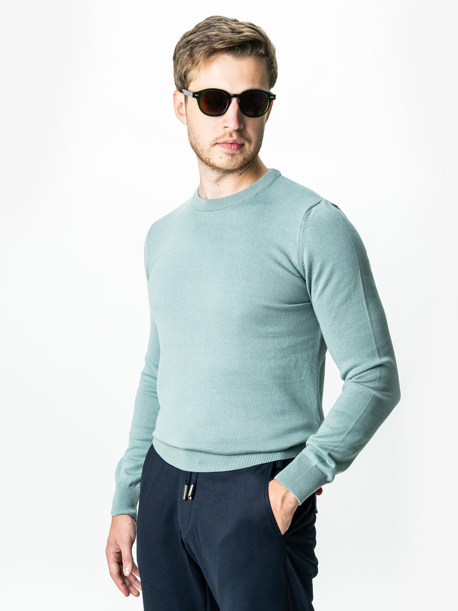Pulover Casual Verde Menta Barbati Din Bumbac Levent Cottone BMan0008 (6)
