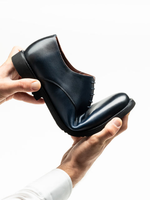 Pantofi Barbati Eleganti Derby Albastru Bleumarin Mat 100% Piele Naturala BMan0333 (3)