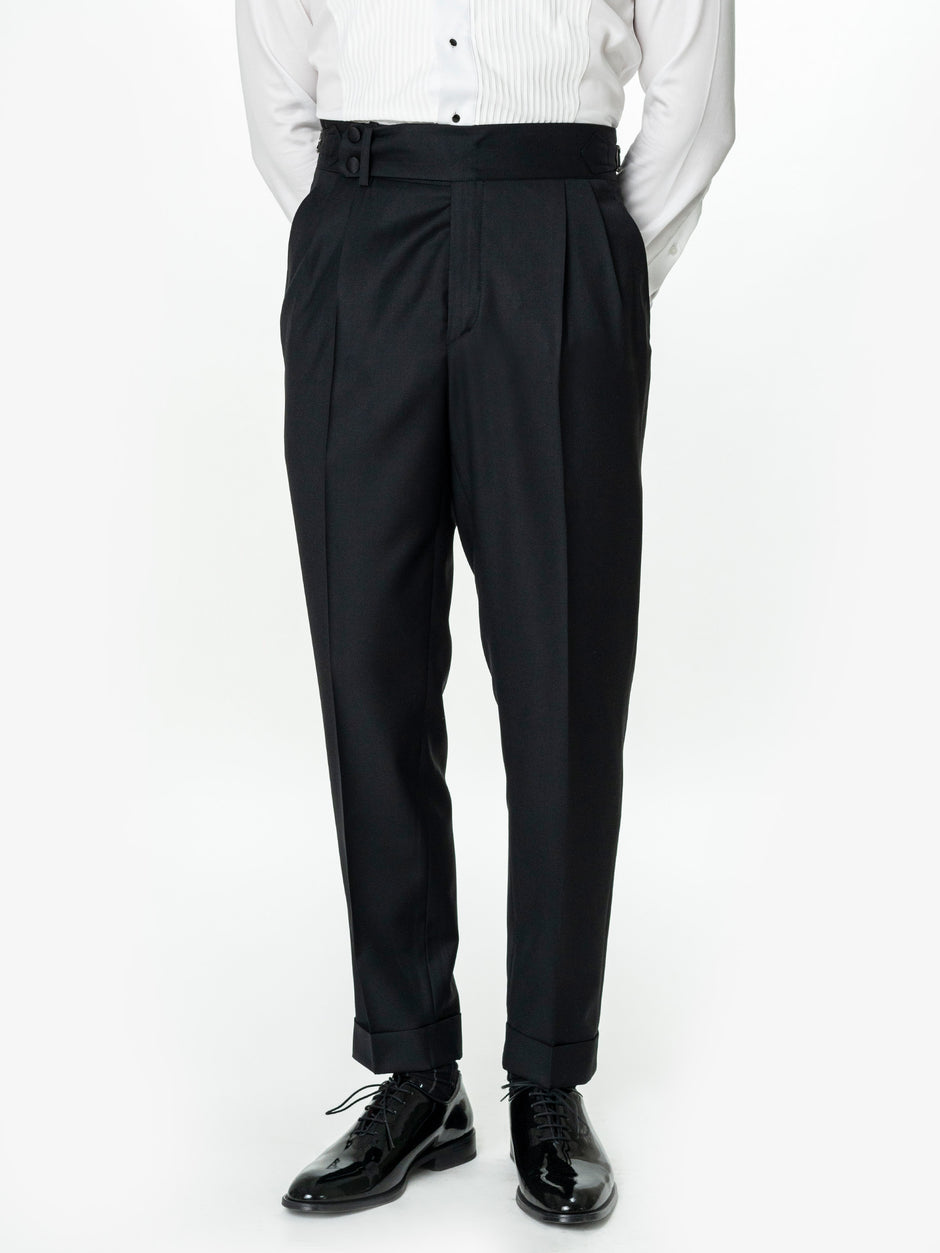 Tinuta Mire Smoking Barbati Negru Formal Ceremonie Stofa Santo BMan0400 (6)