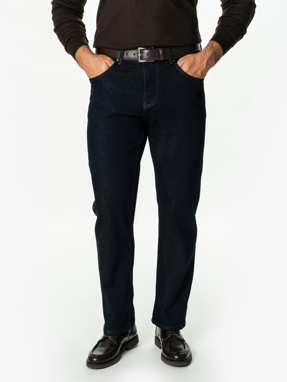 Blugi Barbati Bleumarin Inchis Denim T400 Relaxed Fit BMan0010 (8)
