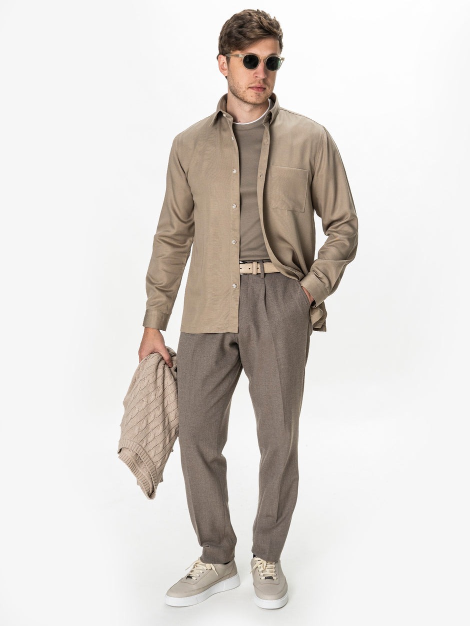 Camasa Barbati Bej din 100% Bumbac Relaxed Fit BMan0407 (2)