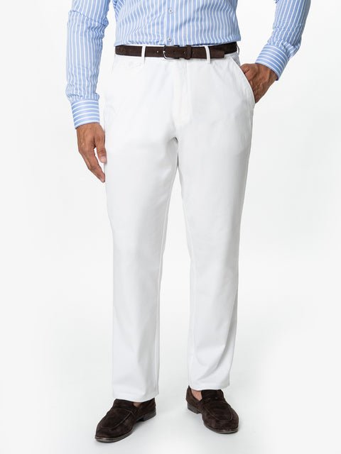 Pantaloni Chino Barbati Albi 100% Bumbac BMan0003