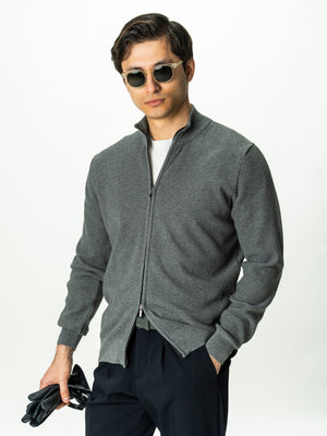Pulover Barbati Gri Cu Fermoar 100% Bumbac BMan0029