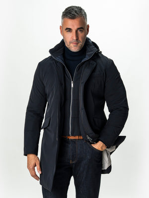 Geaca Barbati Tip Parka Bleumarin Cu Gluga BMan0200