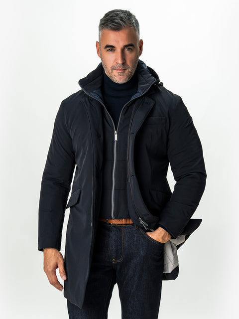 Geaca Barbati Tip Parka Bleumarin Cu Gluga BMan0200