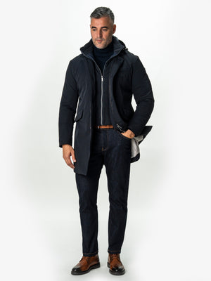 Geaca Barbati Tip Parka Bleumarin Cu Gluga BMan0200