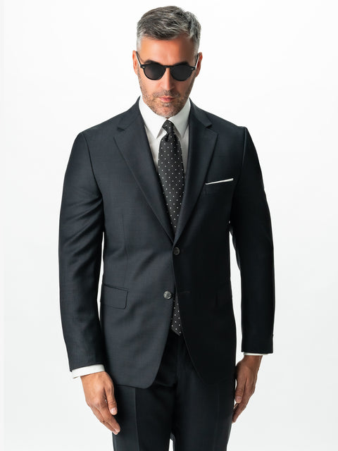 Costum Elegant & Business Barbati Gri Inchis 100% Lana Finitura Felice All Season BMan0001 (9)