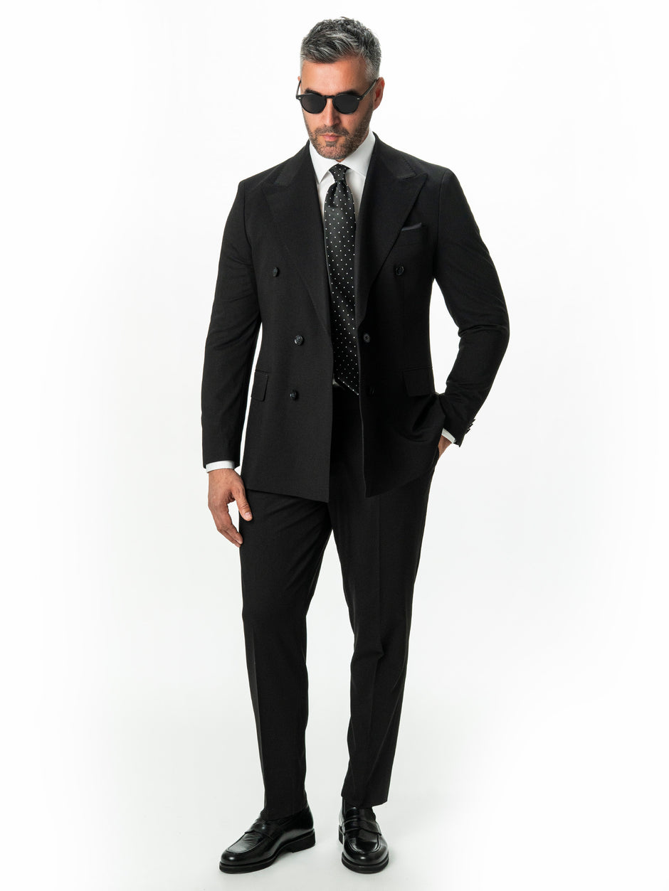 Costum Barbati Negru Doua Randuri Formal Lana Sarto BMan0023 (4)