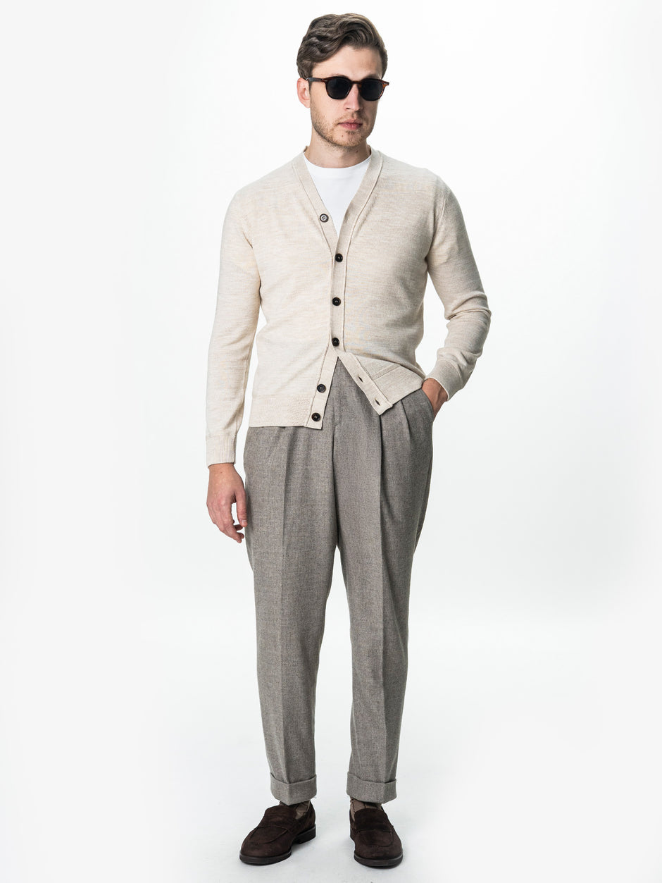 Pulover Crem Barbati Cu Nasturi Tip Cardigan BMan0038 (5)