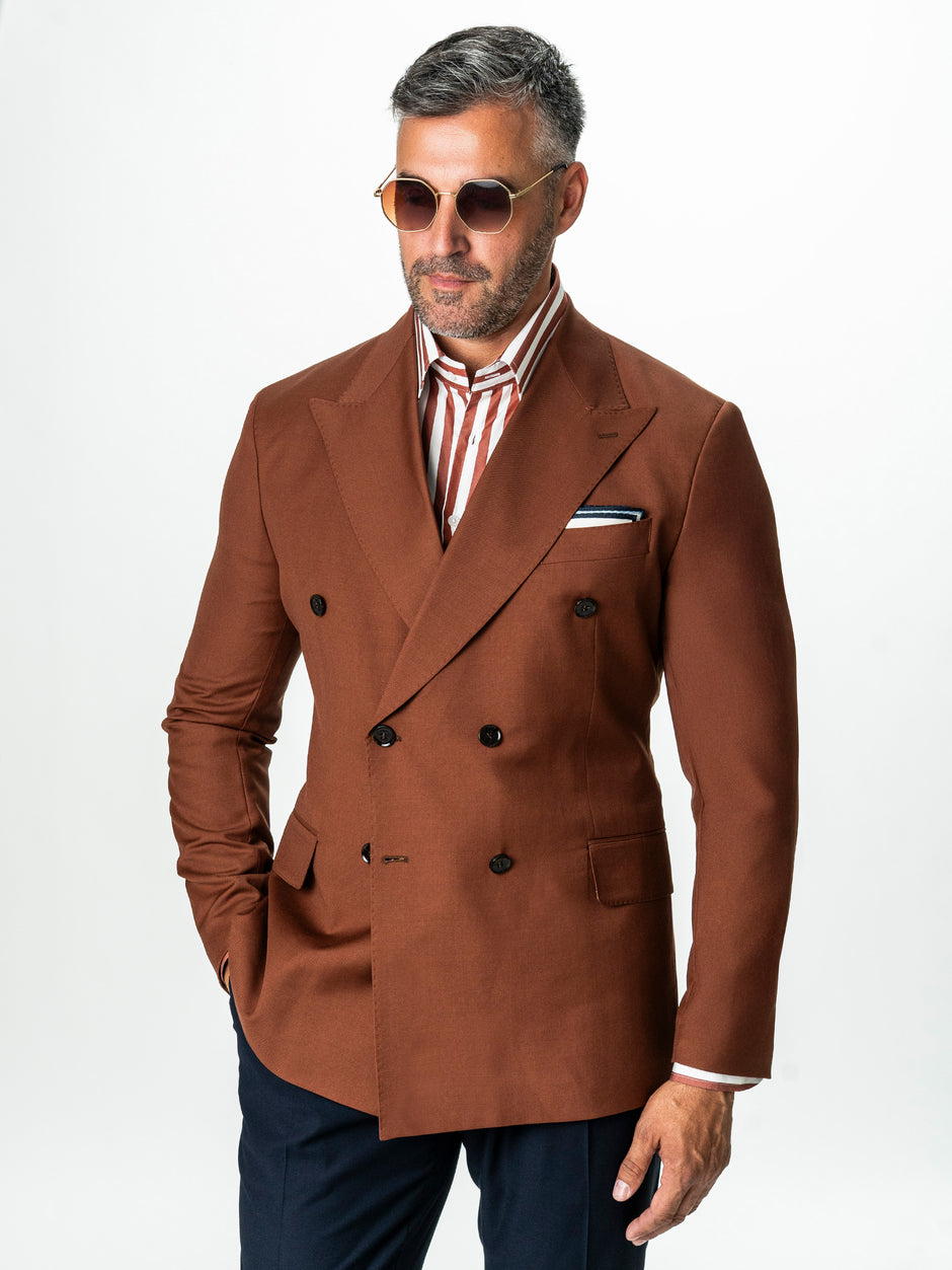 Sacou Doua Randuri Barbati Caramiziu 100% Lana Vitale Barberis BMan0057 (1)