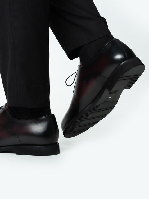 Pantofi Barbati Eleganti Oxford Bordo Patina Piele Naturala Design Prato Insertie Bombeu BMan0405 (5)