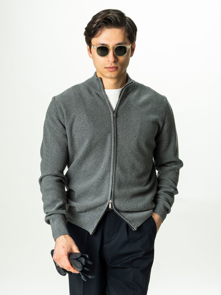 Pulover Barbati Gri Cu Fermoar 100% Bumbac BMan0029 (4)