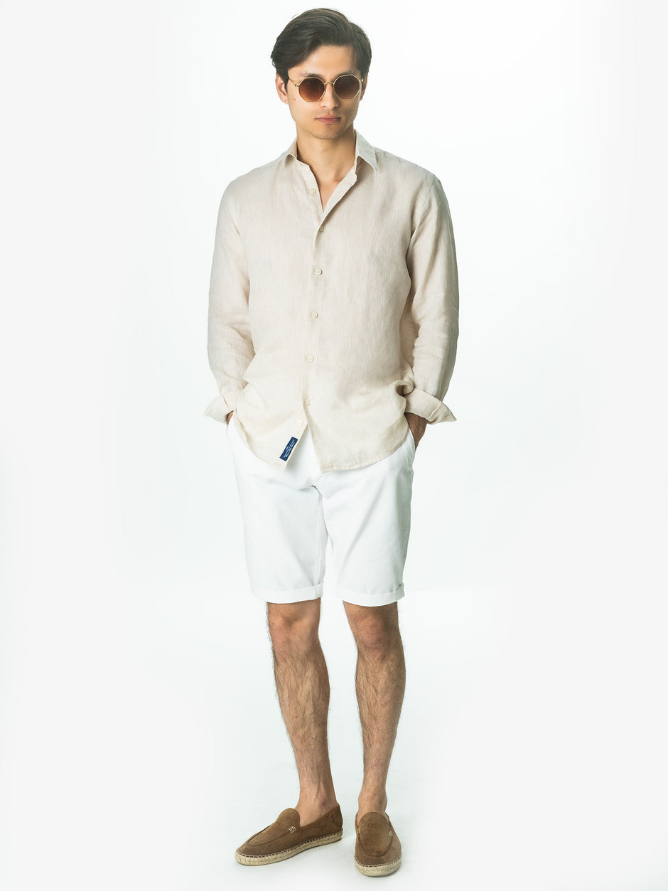Camasa Crem In Natural Tessitura Monti Bărbați De Vara BMan855 (3)
