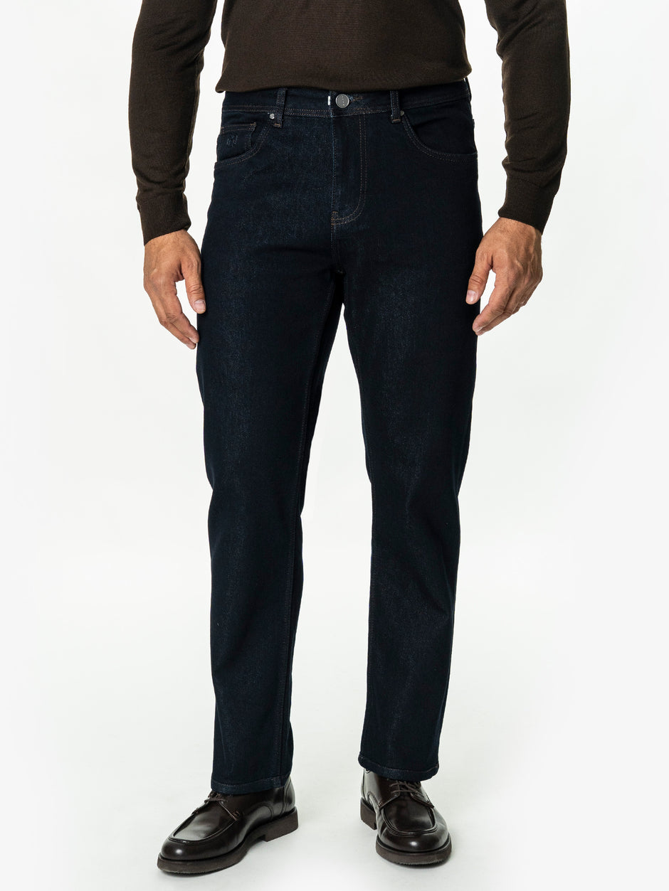 Blugi Barbati Bleumarin Inchis Denim T400 Relaxed Fit BMan0010 (5)